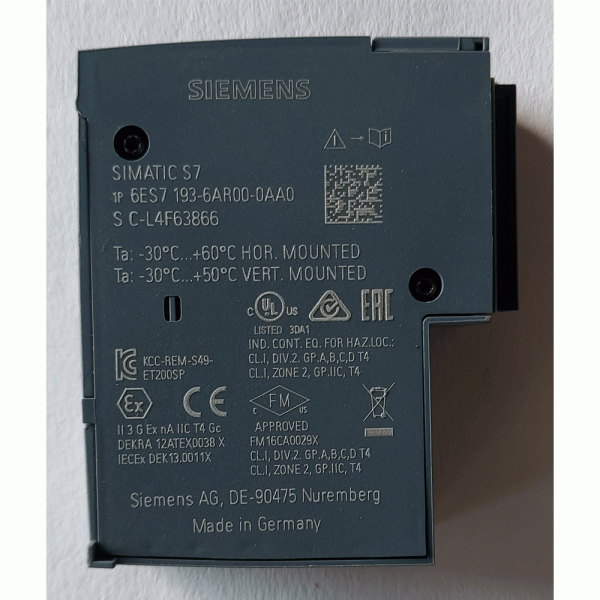 6ES7193-6AR00-0AA0 SIEMENS SIMATIC ET 200SP BA 2xRJ45 Шинний адаптер (USED)